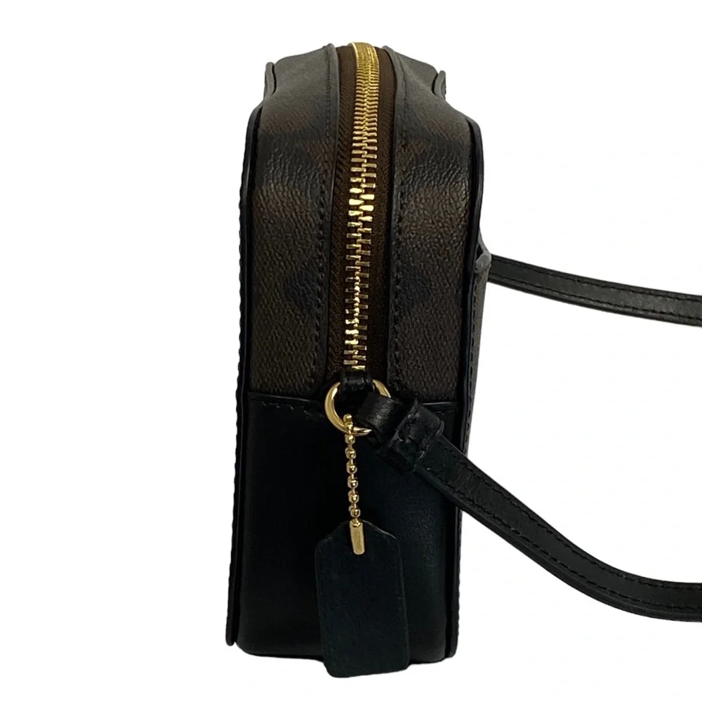 Coach Signature Canvas Mini Camera Bag for Women, Black/Brown